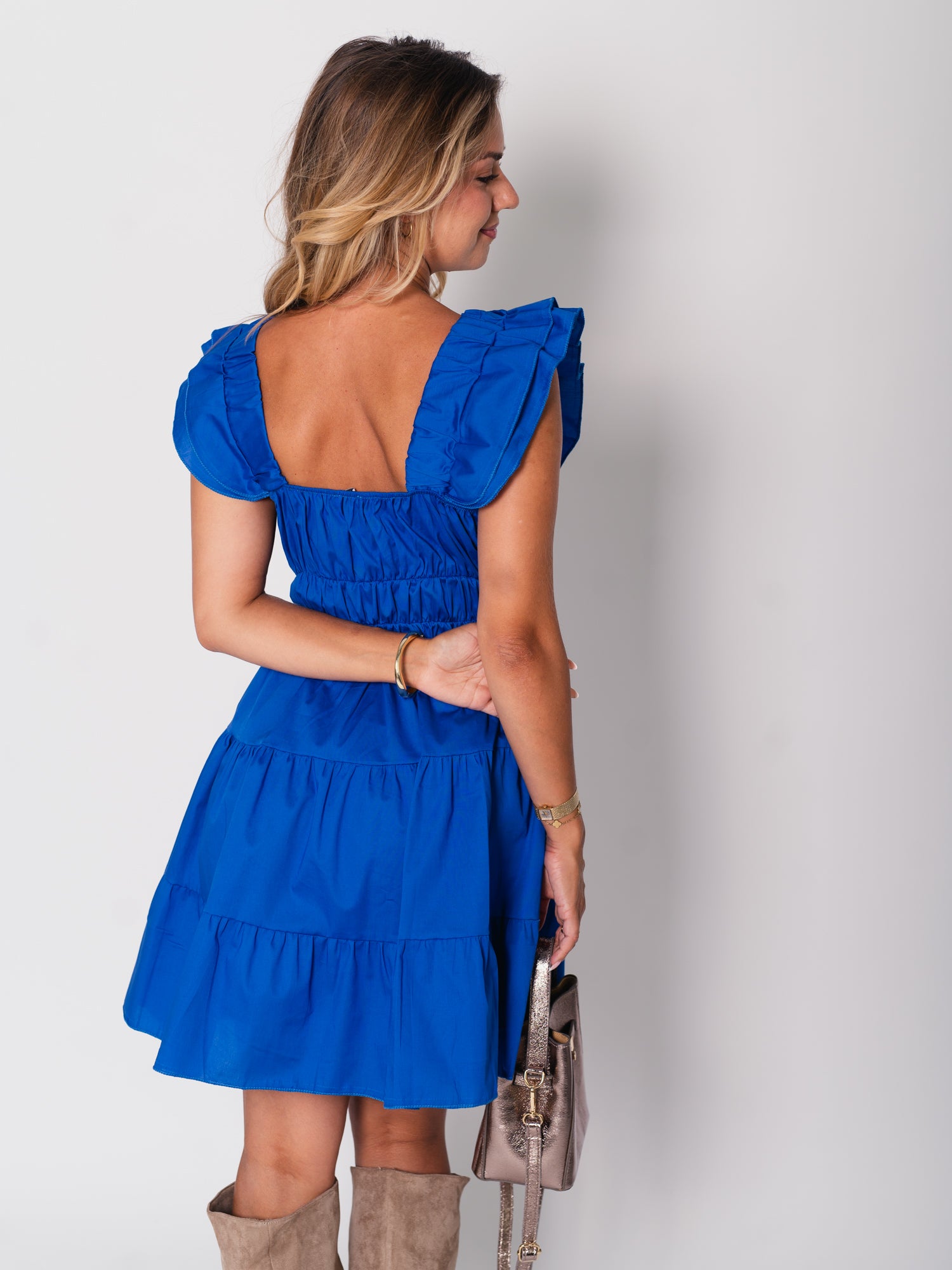 Alina Volants Kleid - Royalblau