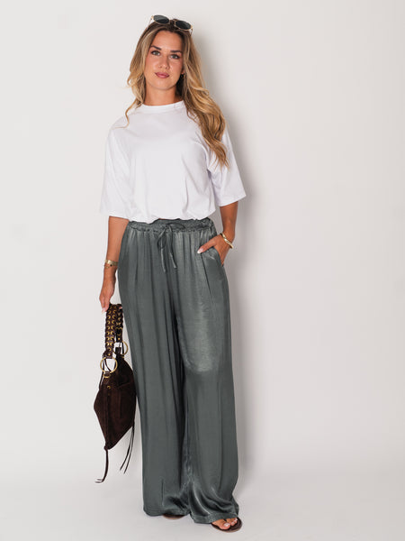 Ella Seiden Hose - Forest Green