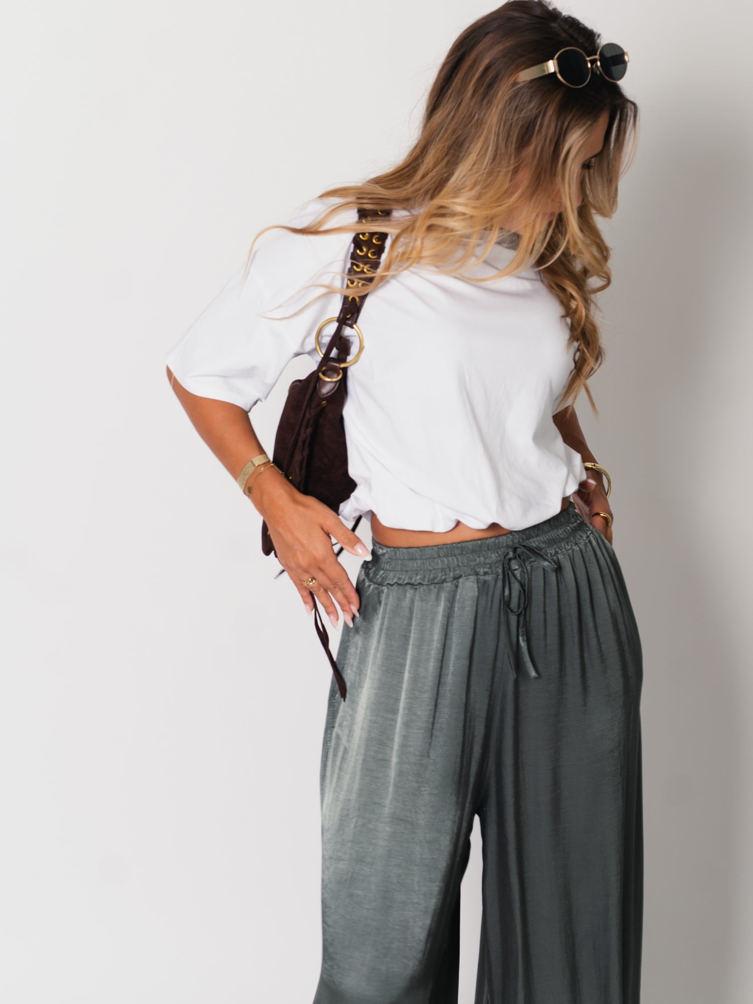 Ella Seiden Hose - Forest Green