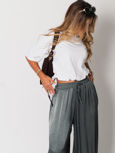 Ella Seiden Hose - Forest Green