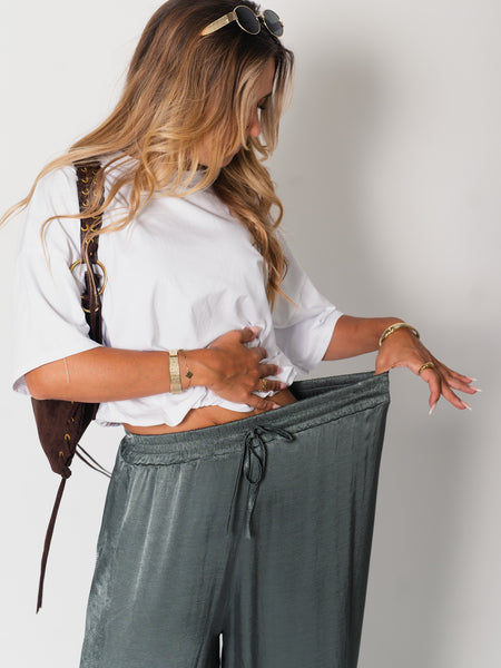 Ella Seiden Hose - Forest Green
