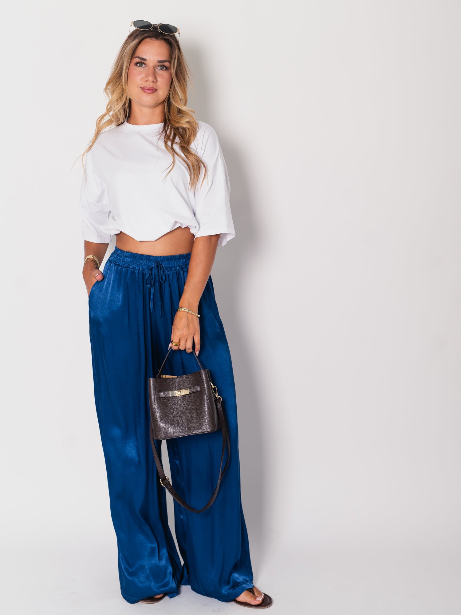 Ella Seiden Hose - Navyblau
