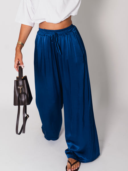 Ella Seiden Hose - Navyblau