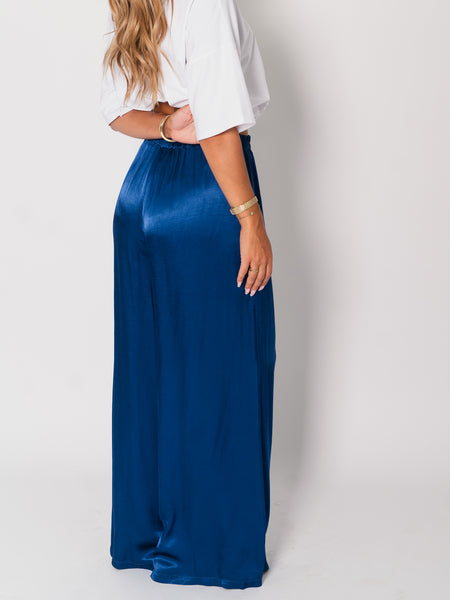 Ella Seiden Hose - Navyblau