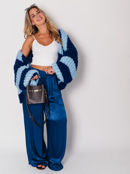 Fallen Streifen Strickjacke - Navy/Hellblau