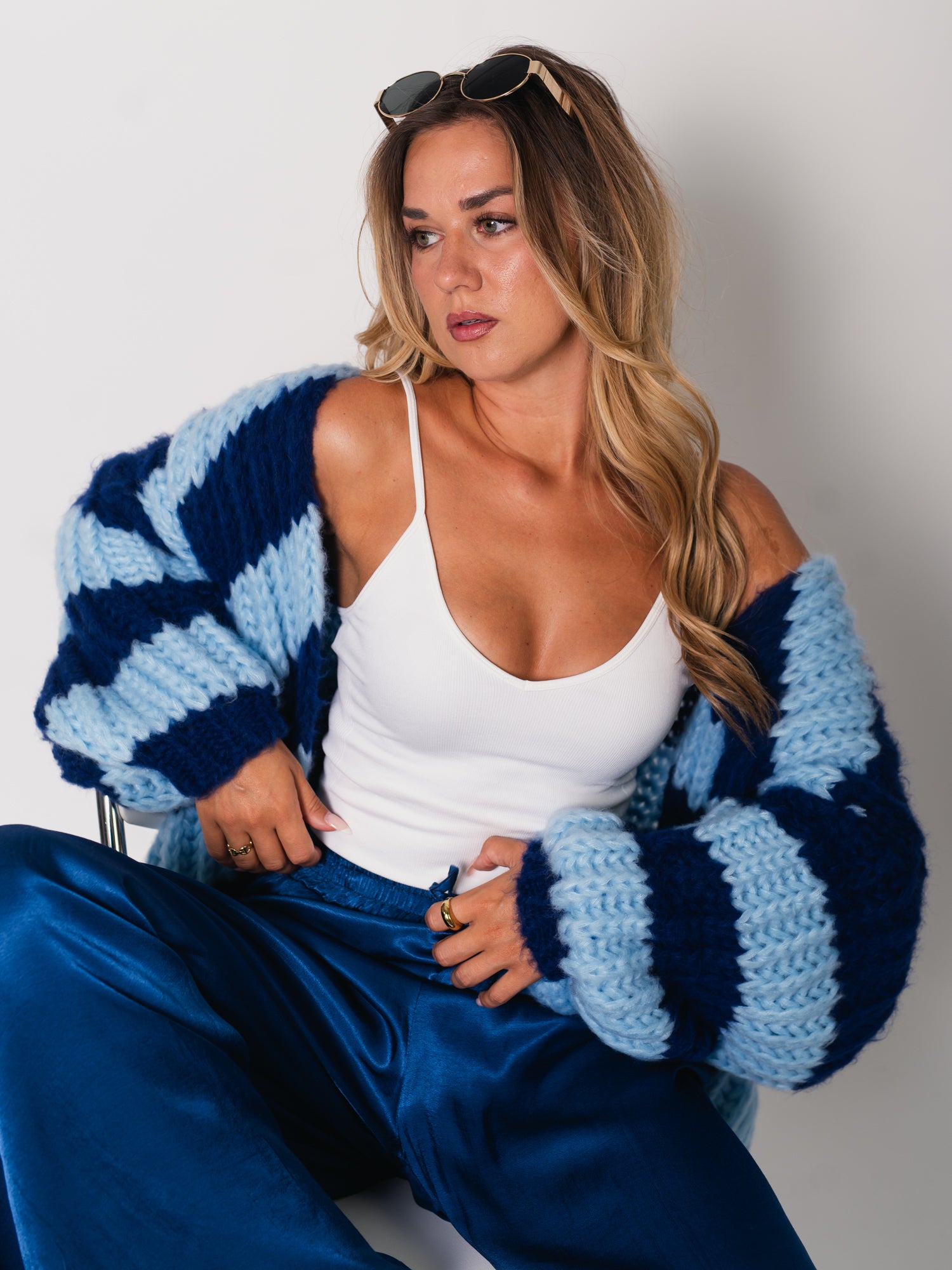 Ella Seiden Hose - Navyblau