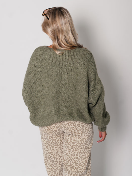 Helena Schleifen Strickjacke - Khaki
