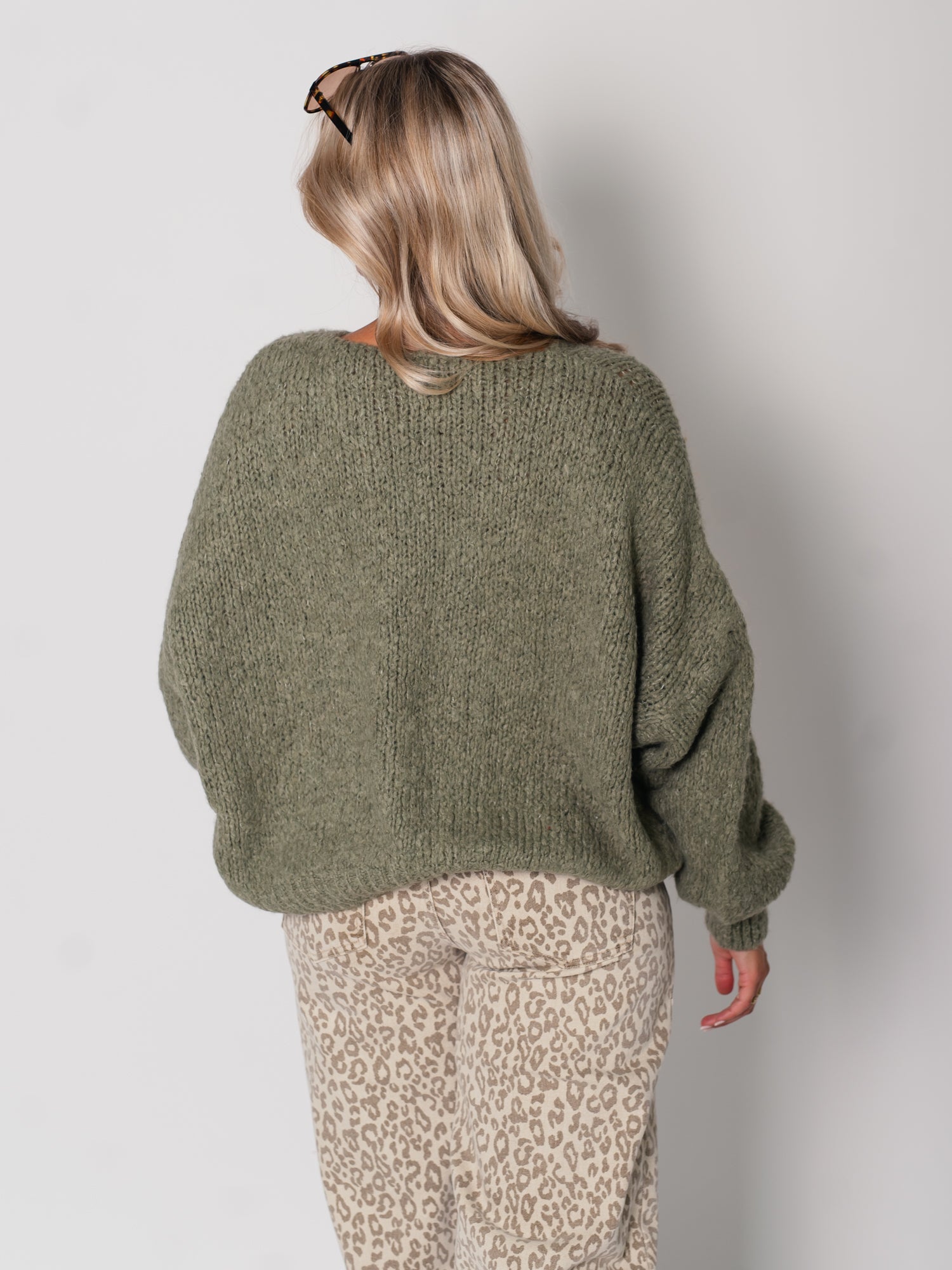 Helena Schleifen Strickjacke - Khaki