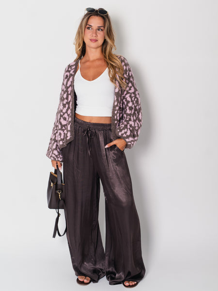 Leo Strickjacke - Espresso/Rosa
