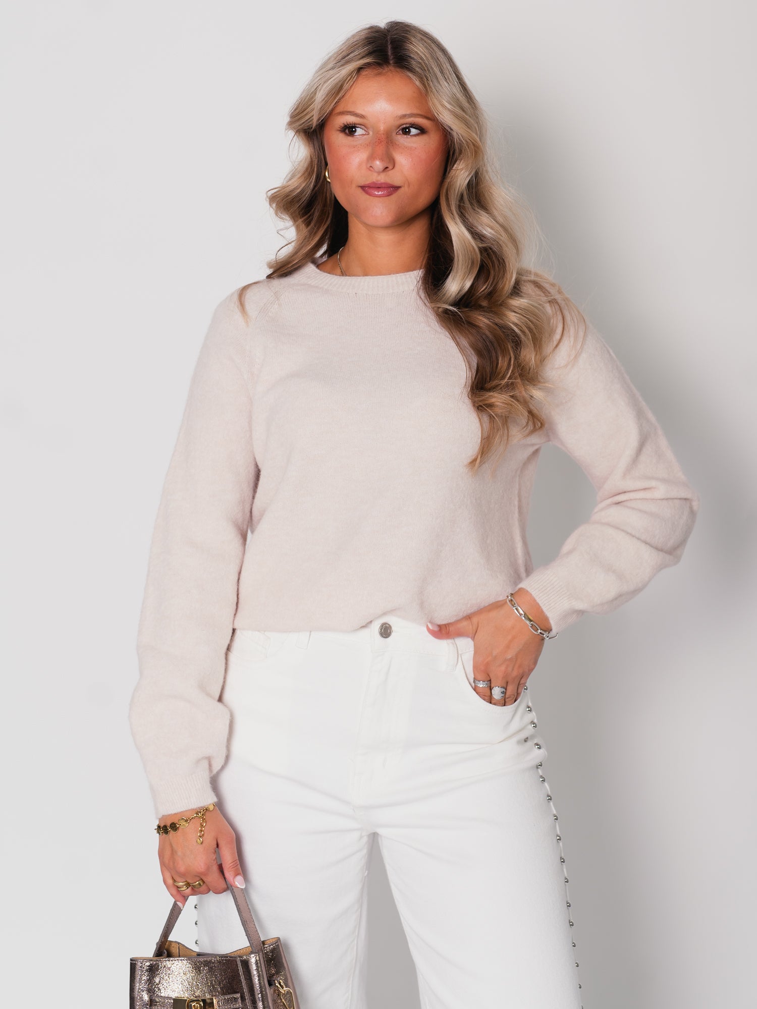 Soft Basic Strick Pullover - Beige
