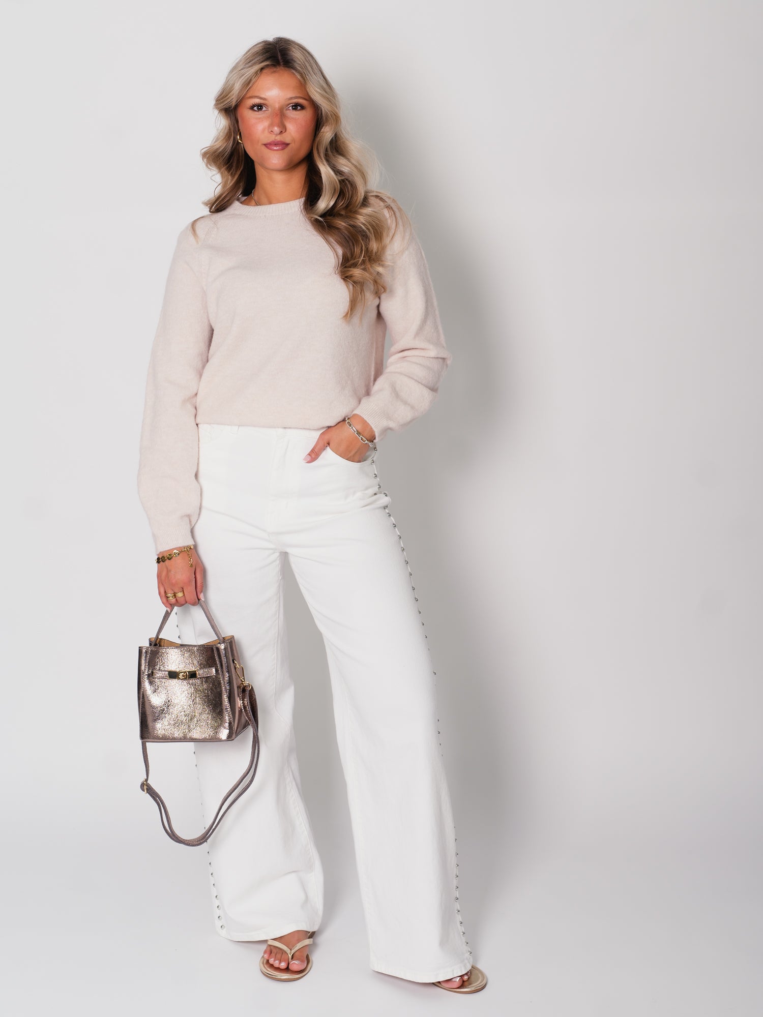 Soft Basic Strick Pullover - Beige