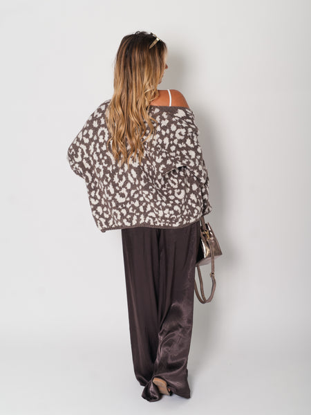 Leo Strickjacke - Espresso/Creme