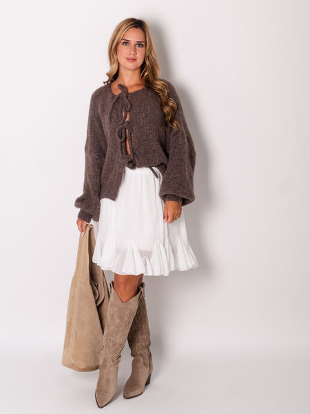 Helena Schleifen Strickjacke - Coffee