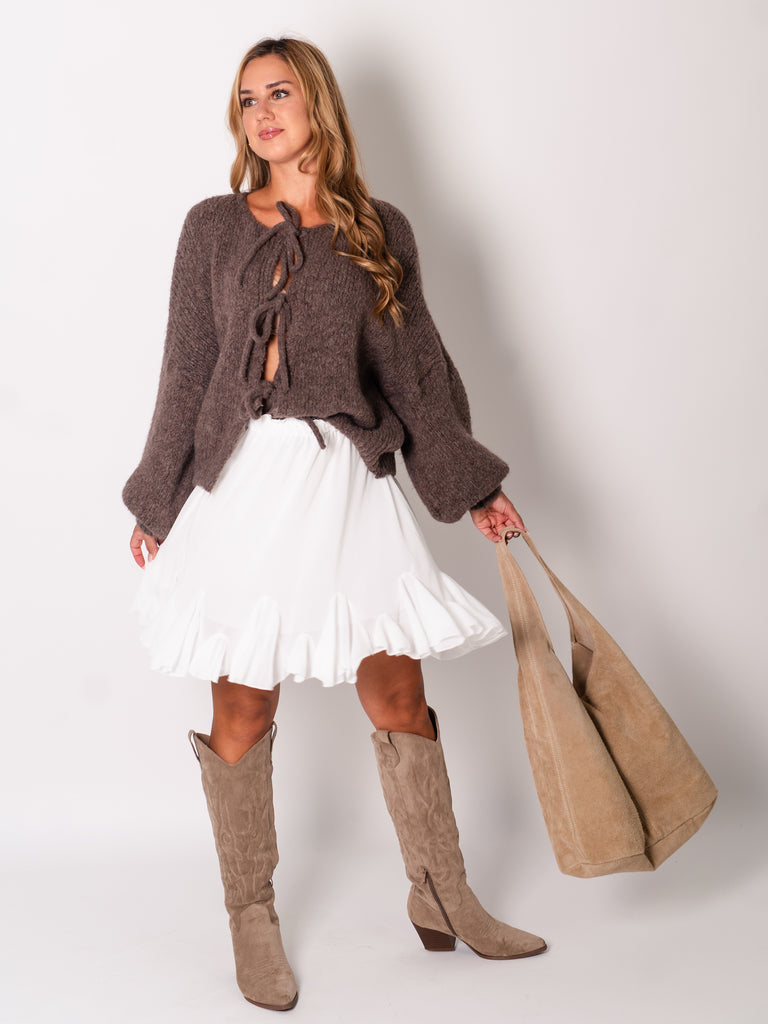 Helena Schleifen Strickjacke - Coffee