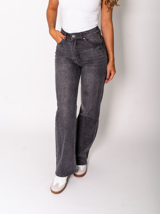 Penelope Wideleg Jeans - Grey