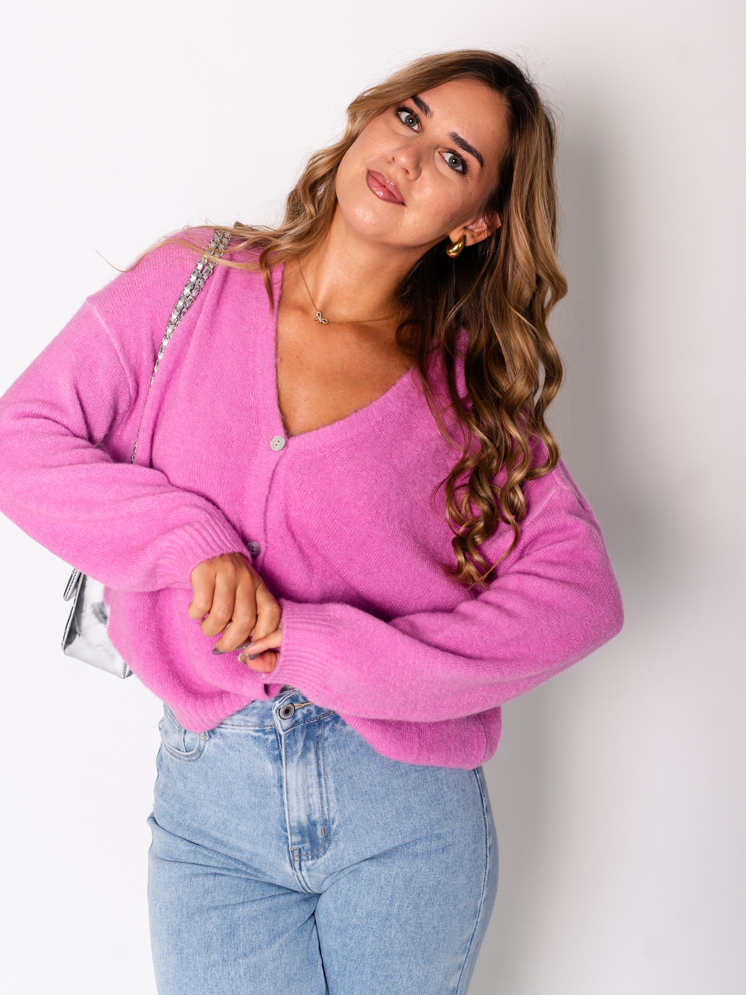 Jill Soft Strickjacke - Pink