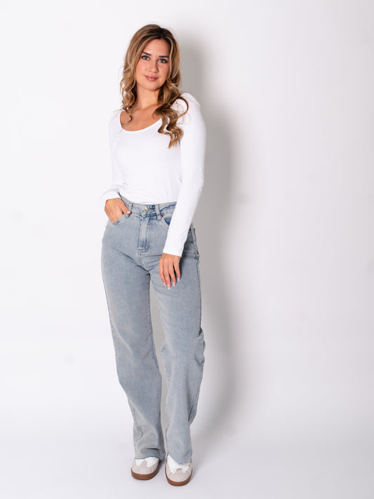 Melis Wideleg Jeans - Hellblau