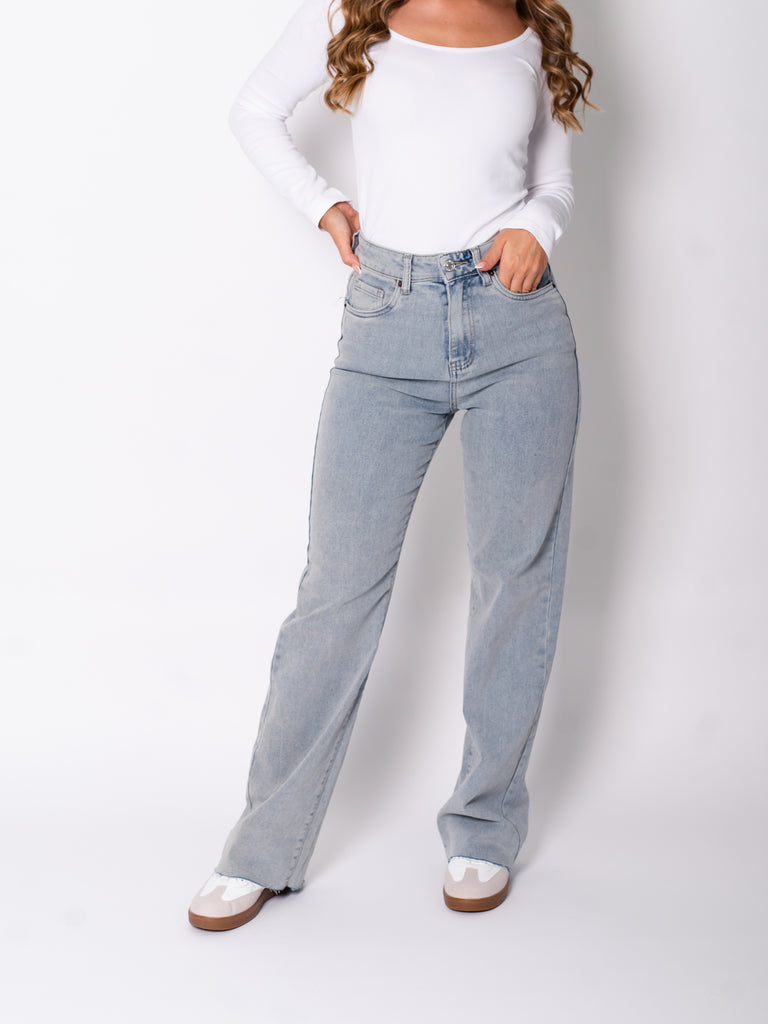 Melis Wideleg Jeans - Hellblau