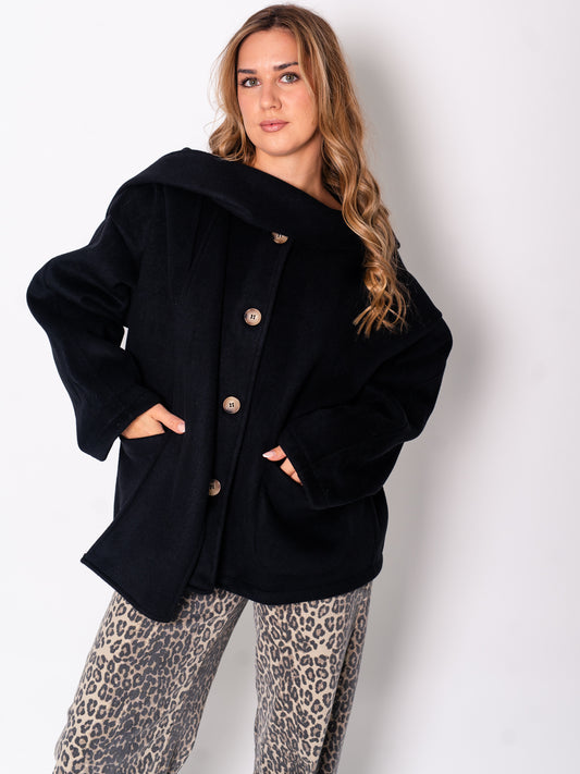 Demure Oversize Jacke - Schwarz