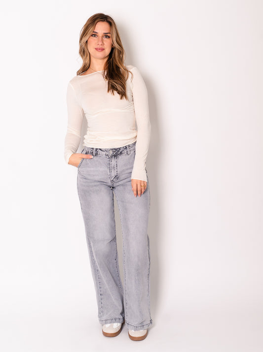 Fami Straight Leg Jeans - Grau