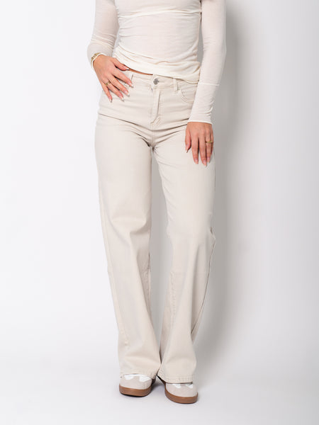 Cassi Straight Leg Jeans - Cremebeige