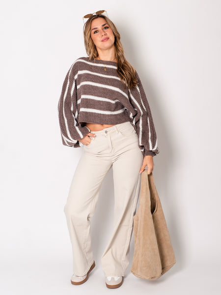Cassi Straight Leg Jeans - Cremebeige