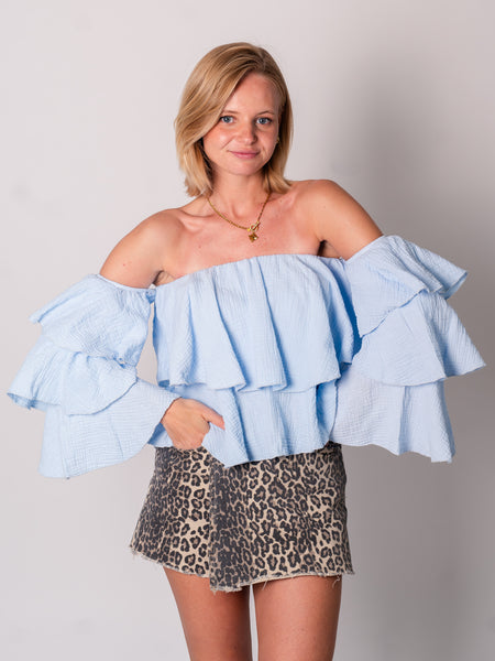 Diana Offshoulder Bluse - Hellblau