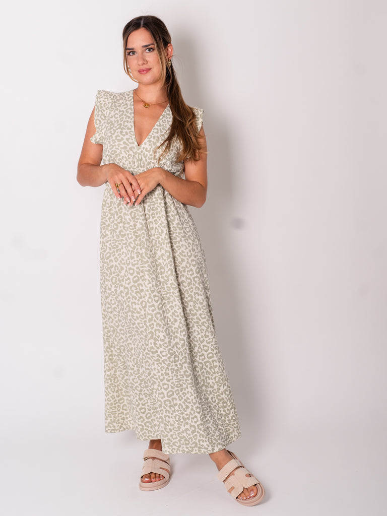 Leonora Musselin Kleid -  Leo/Khaki