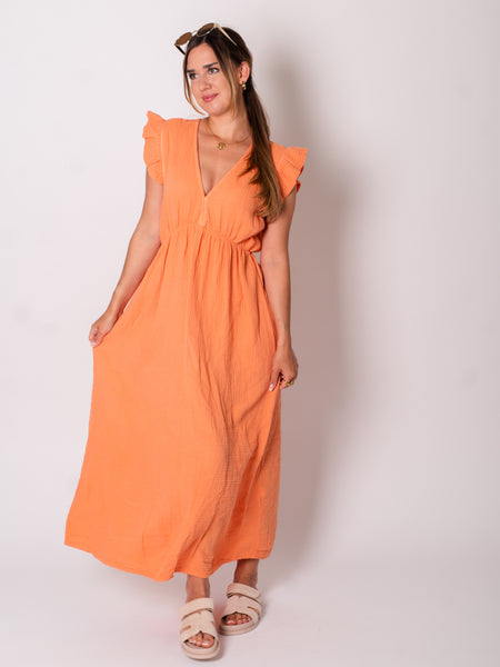Leonora Musselin Kleid - Peach
