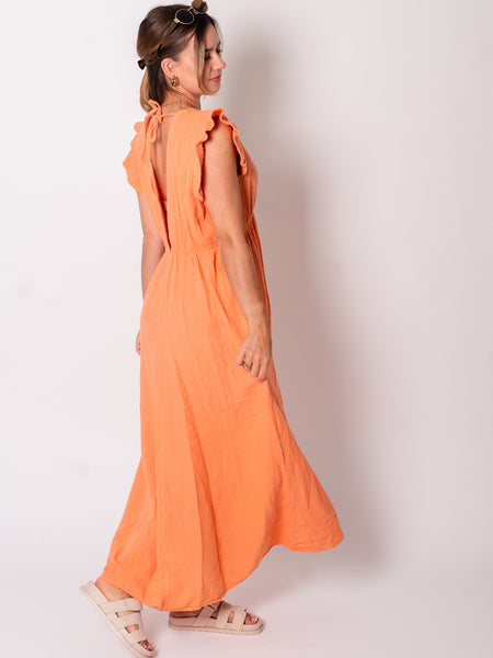 Leonora Musselin Kleid - Peach