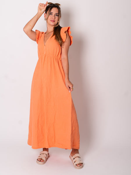 Leonora Musselin Kleid - Peach