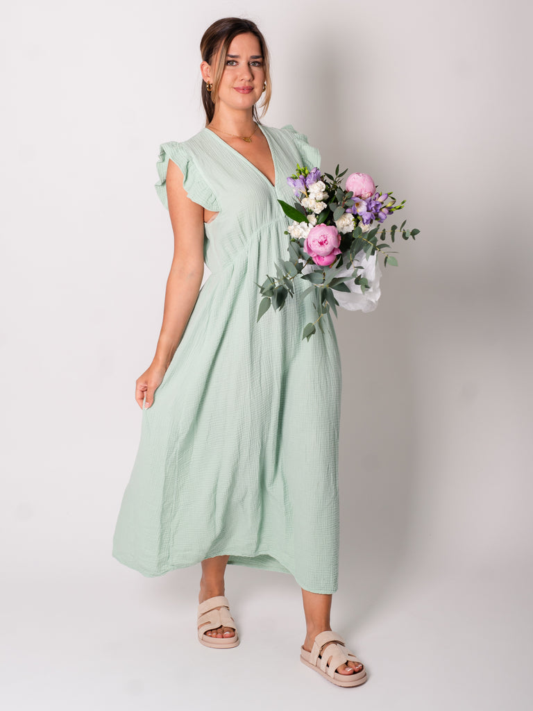 Leonora Musselin Kleid - Mint