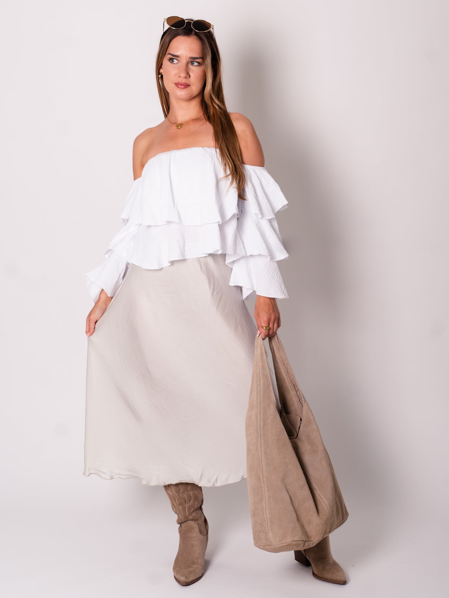 Satin Midi Rock - Creme