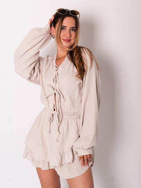 Alia Musselin Jumpsuit - Beige