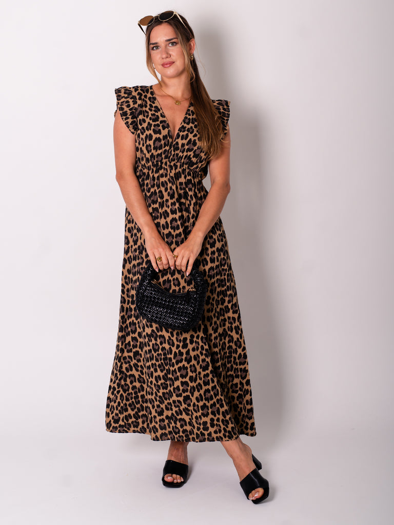 Leonora Musselin Kleid -  Leo/Camel
