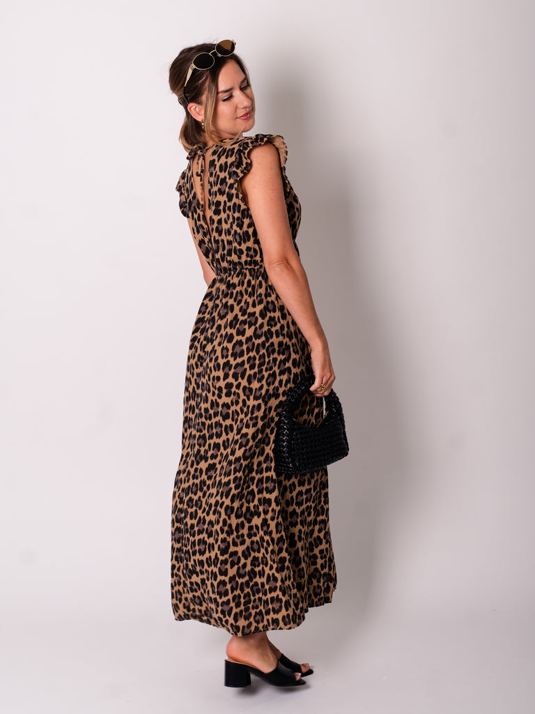 Leonora Musselin Kleid -  Leo/Camel