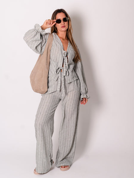Sands Streifen Hose - Khaki/Weiß