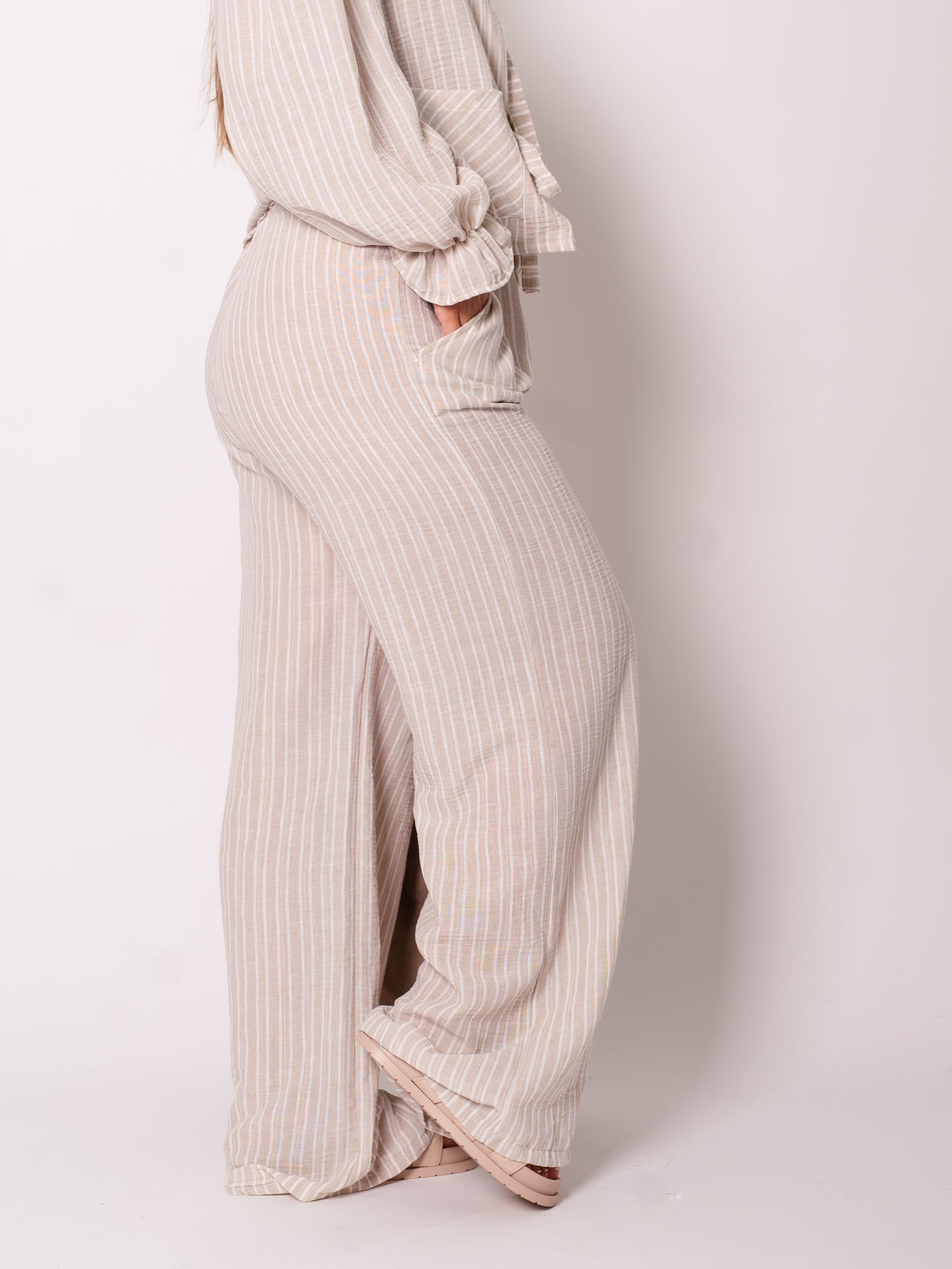 Sands Streifen Hose - Beige/Weiß