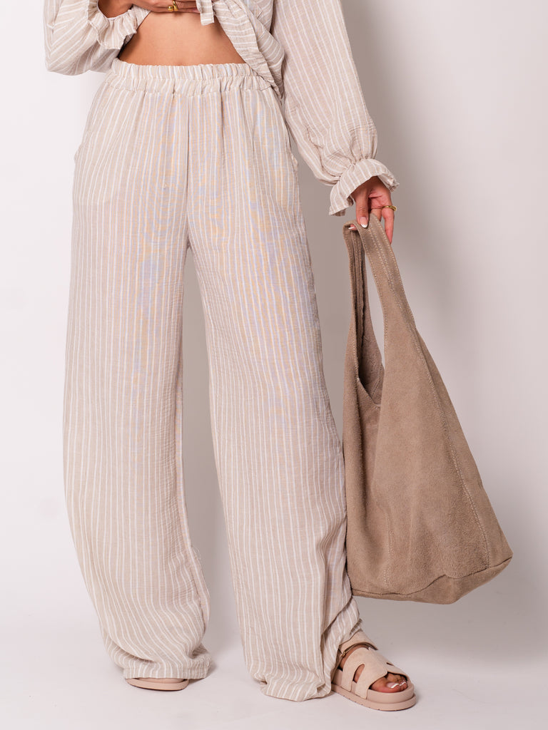 Sands Streifen Hose - Beige/Weiß