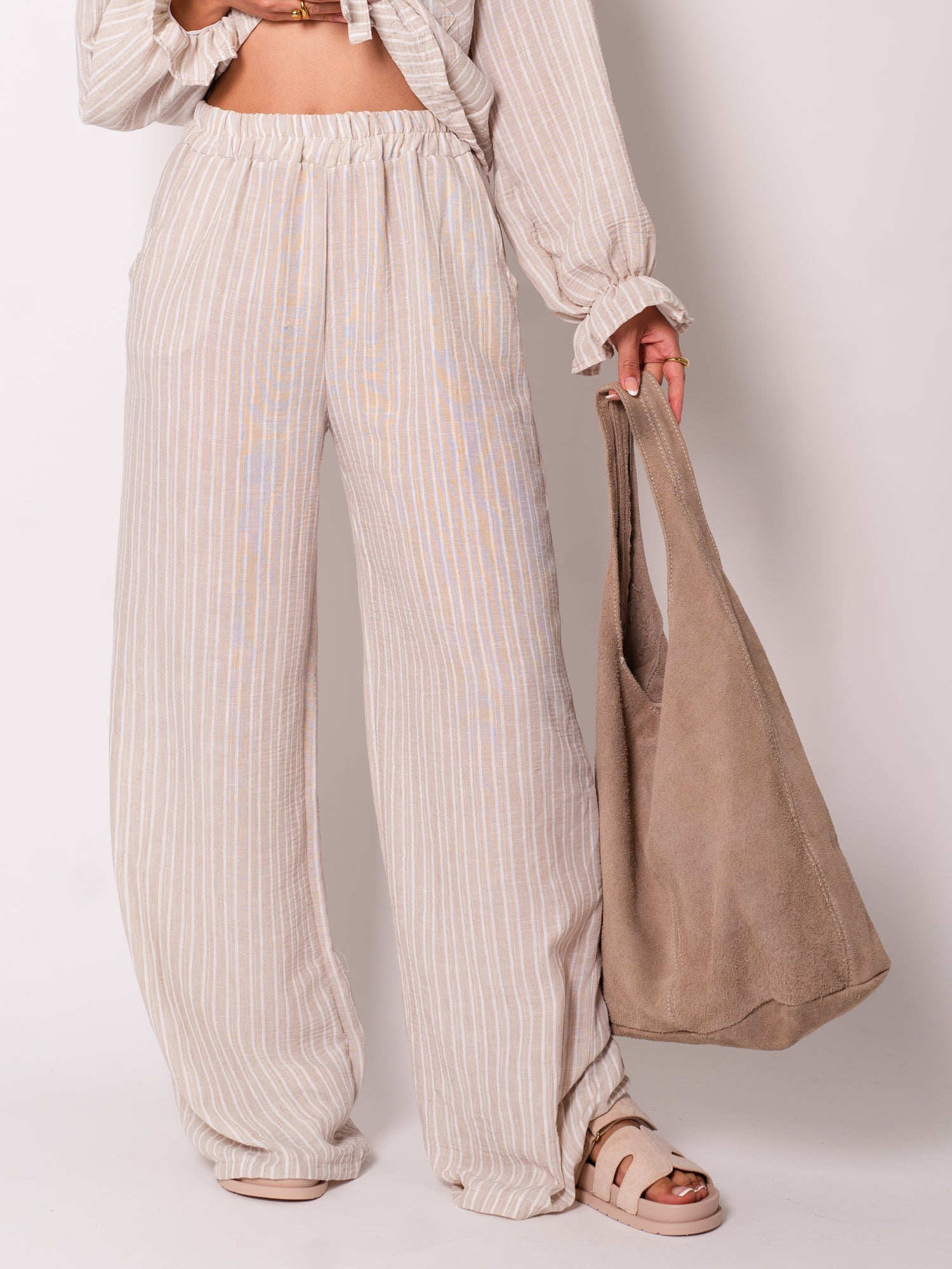 Sands Streifen Hose - Beige/Weiß