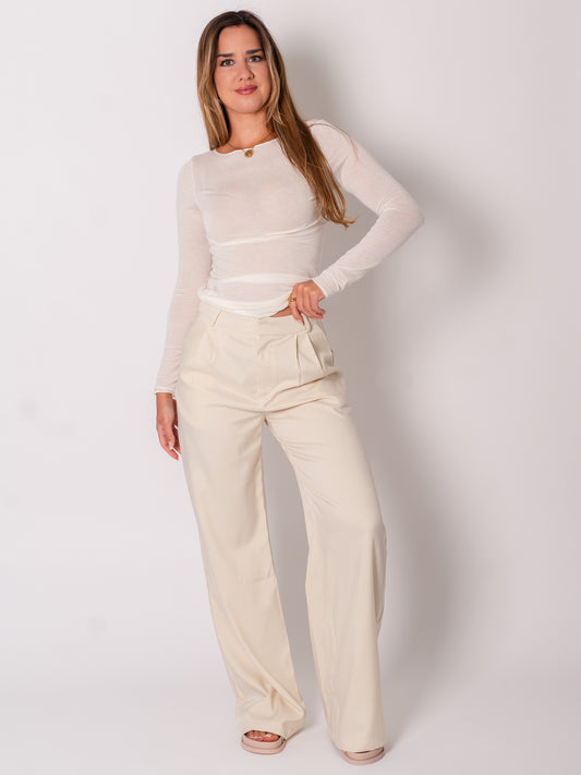 Musthave Wideleg Hose - Creme