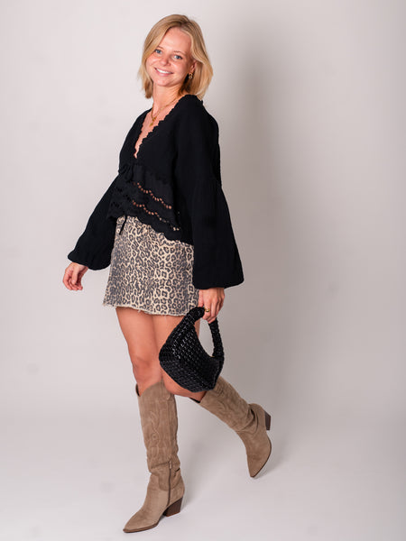 Lora Musselin Bluse - Schwarz