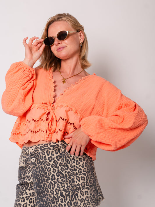 Lora Musselin Bluse - Orange