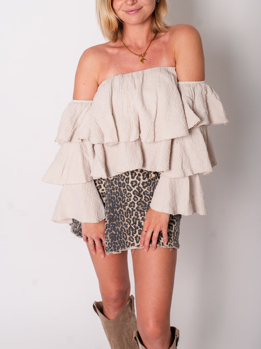 Diana Offshoulder Bluse - Beige