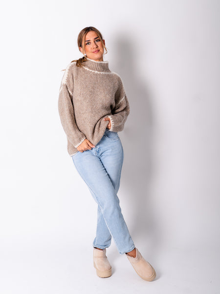 Selina Strick Pullover - Taupe