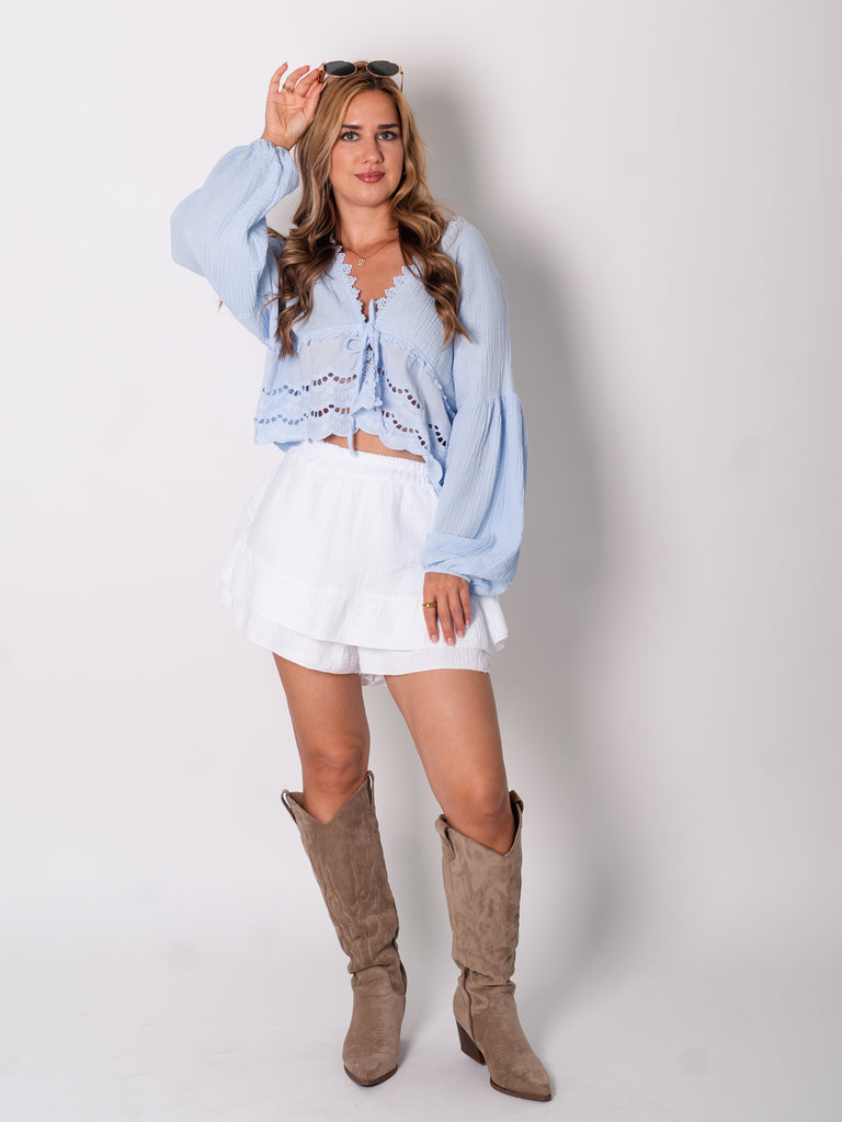 Lora Musselin Bluse - Hellblau