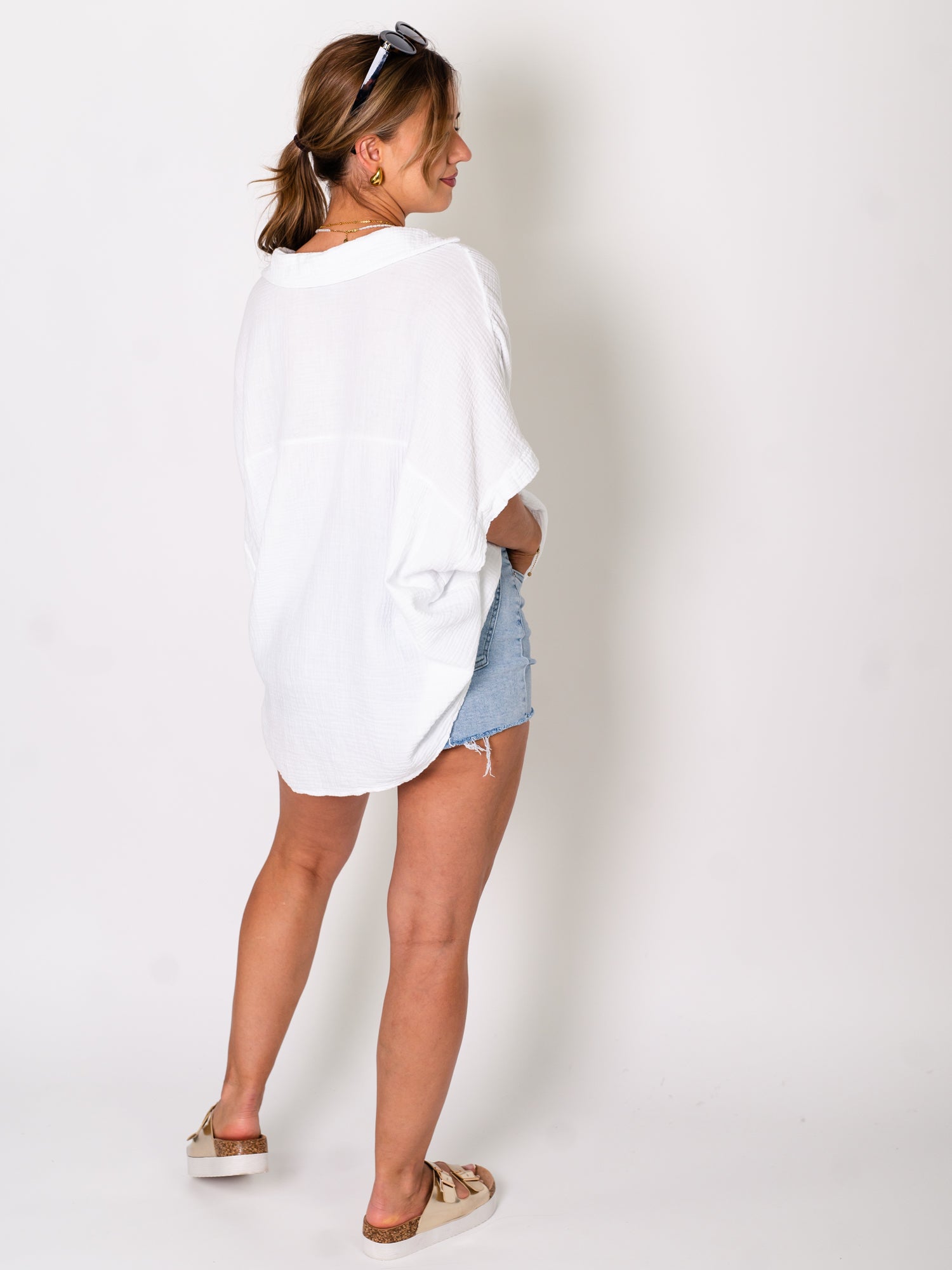 Melinda Musselin Bluse - Weiß