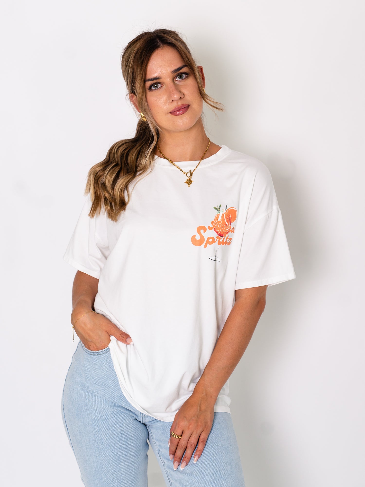 Aperol Oversize T-Shirt- Weiß