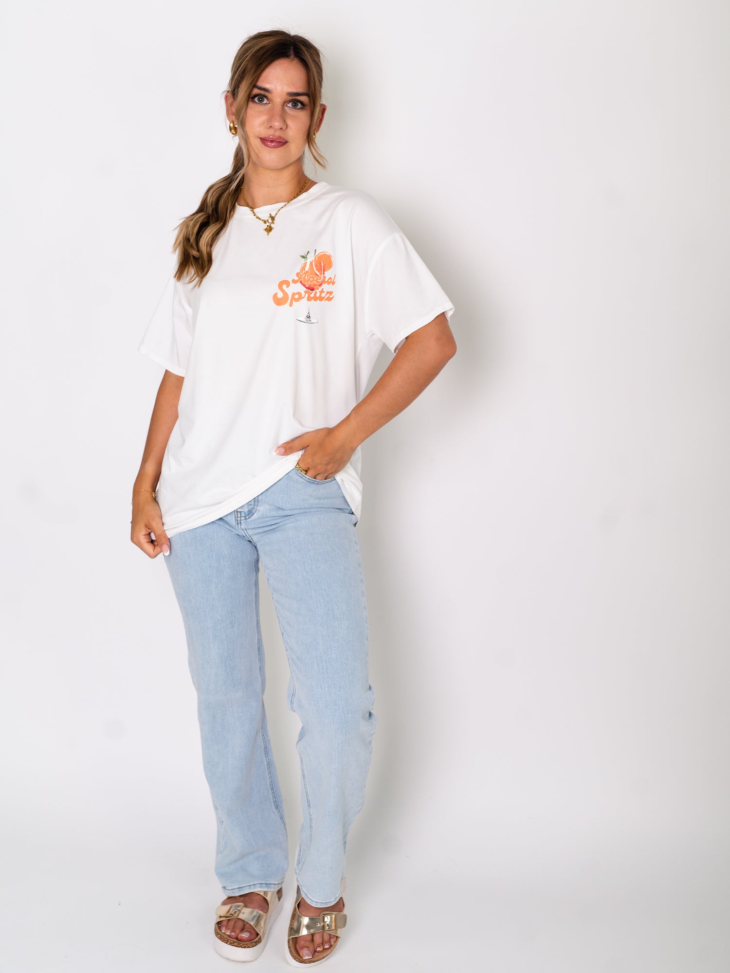 Aperol Oversize T-Shirt- Weiß