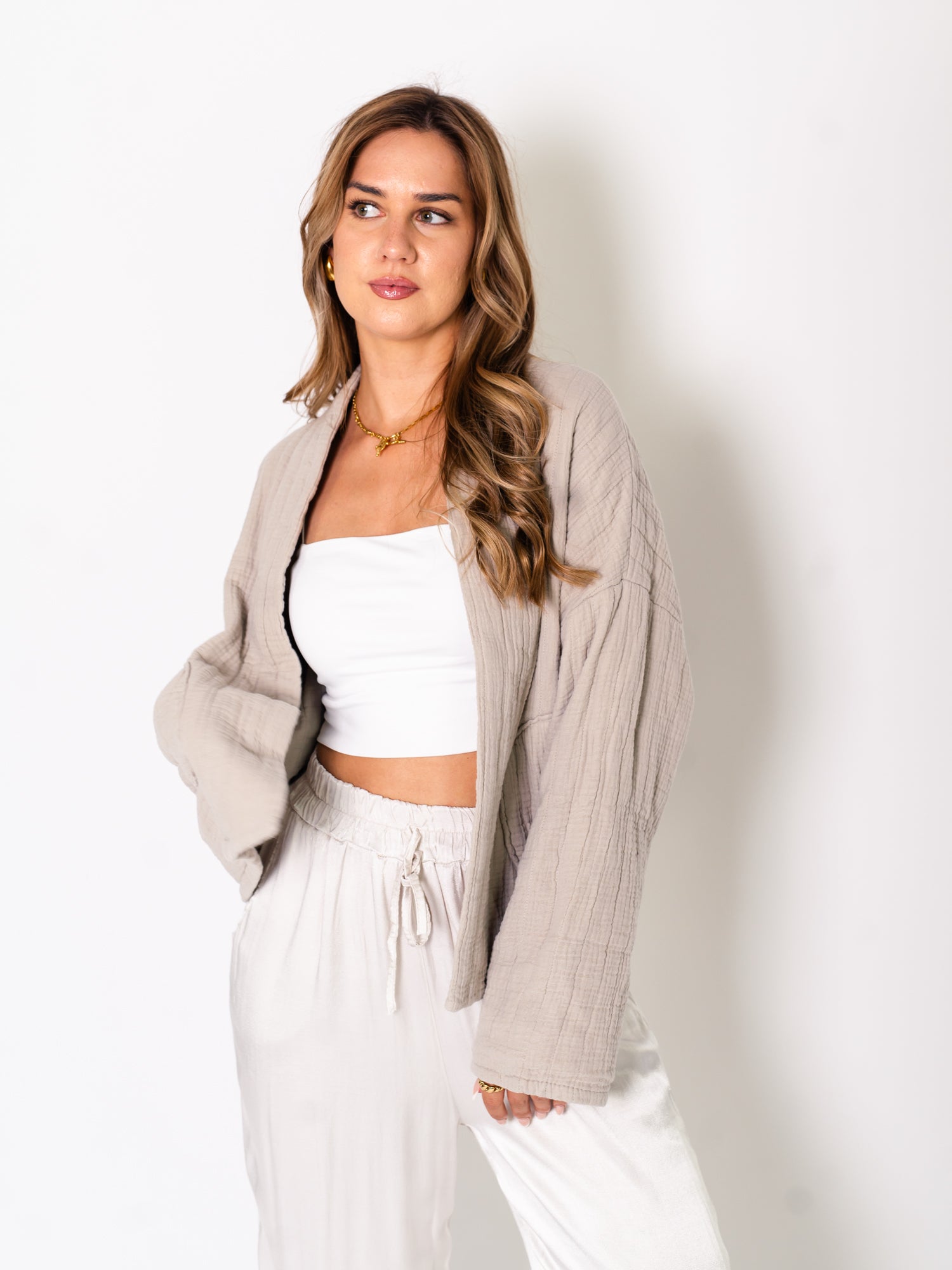 Clean Musselin Jacke - Beige